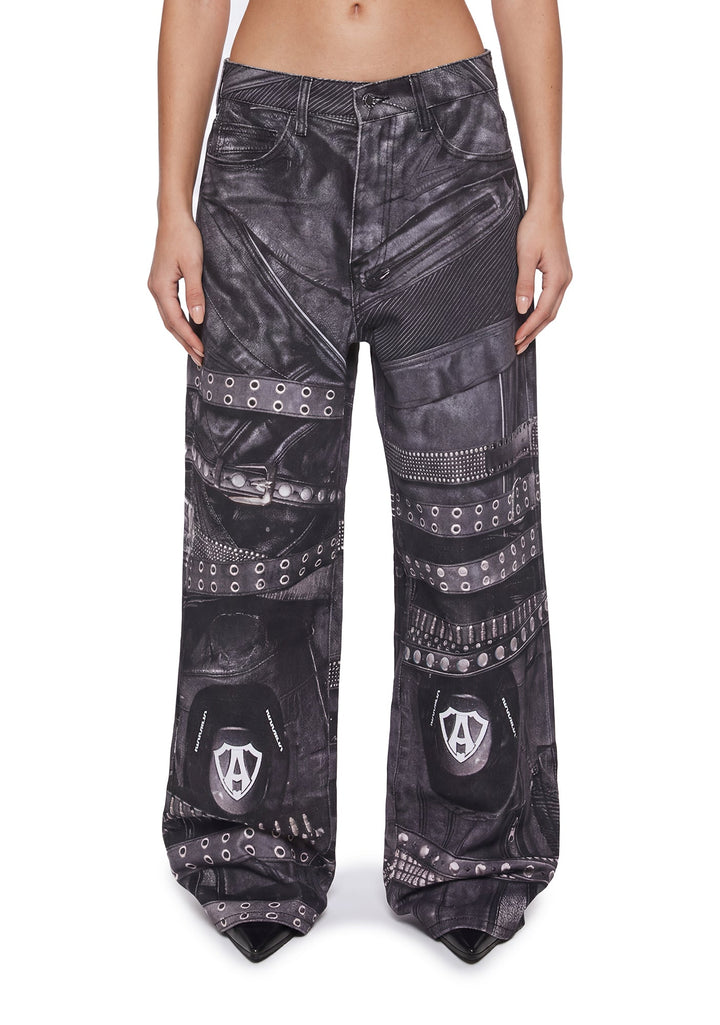 Printed Moto Baggy Pants