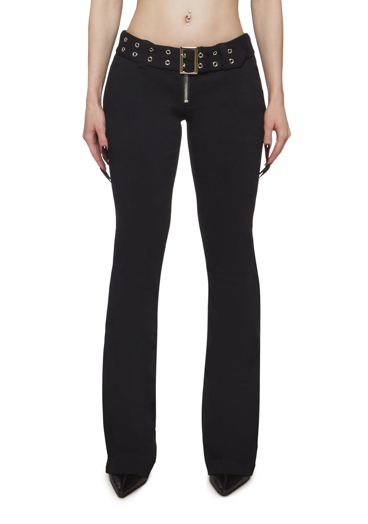 Lisa Low Rise Pants with Grommet Belt