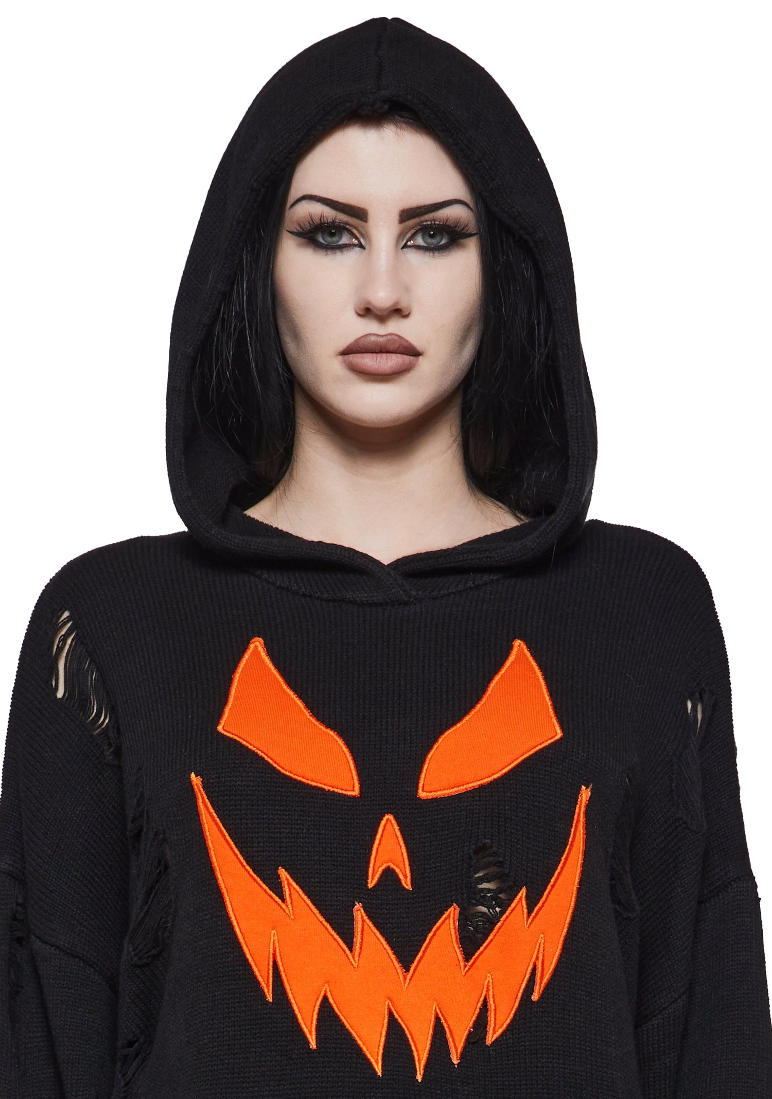 Dark Pumpkin Oversized Sweater with Hood