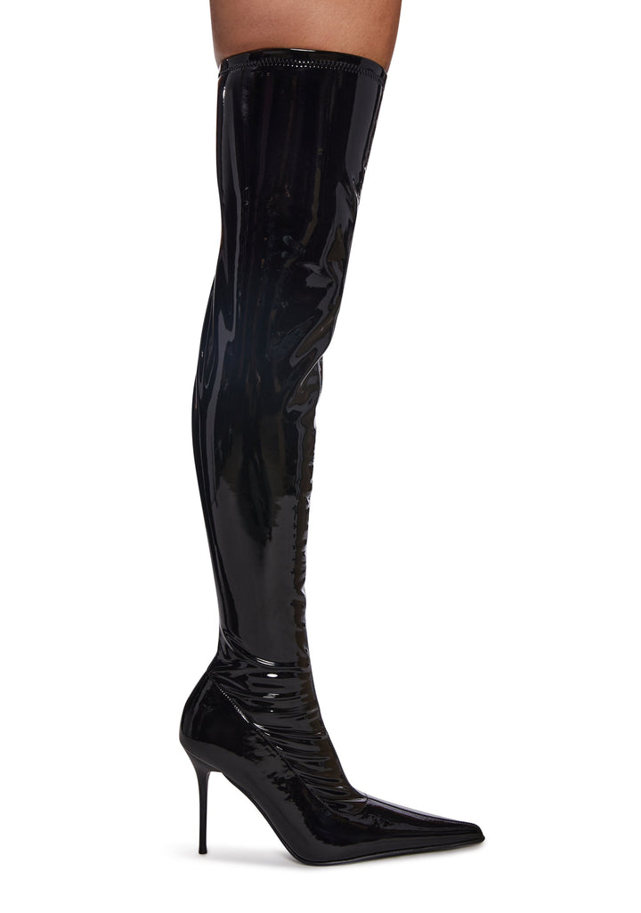 Thigh High Stretch Boots - Black