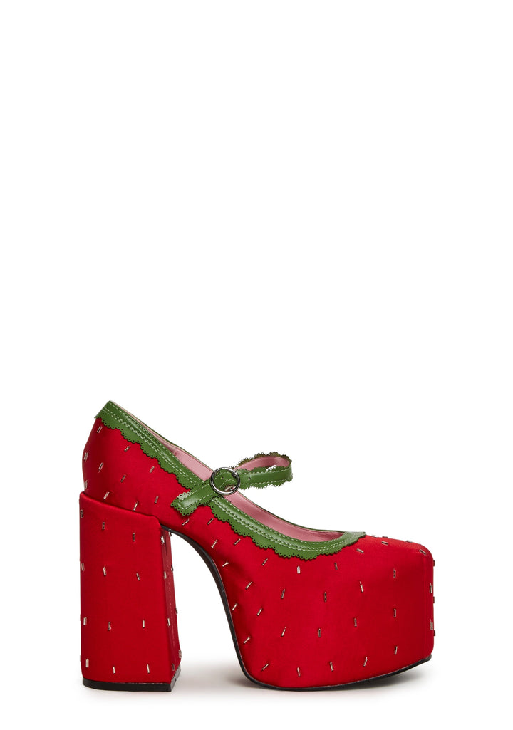Strawberry Sweet Mary Jane Platform Heels