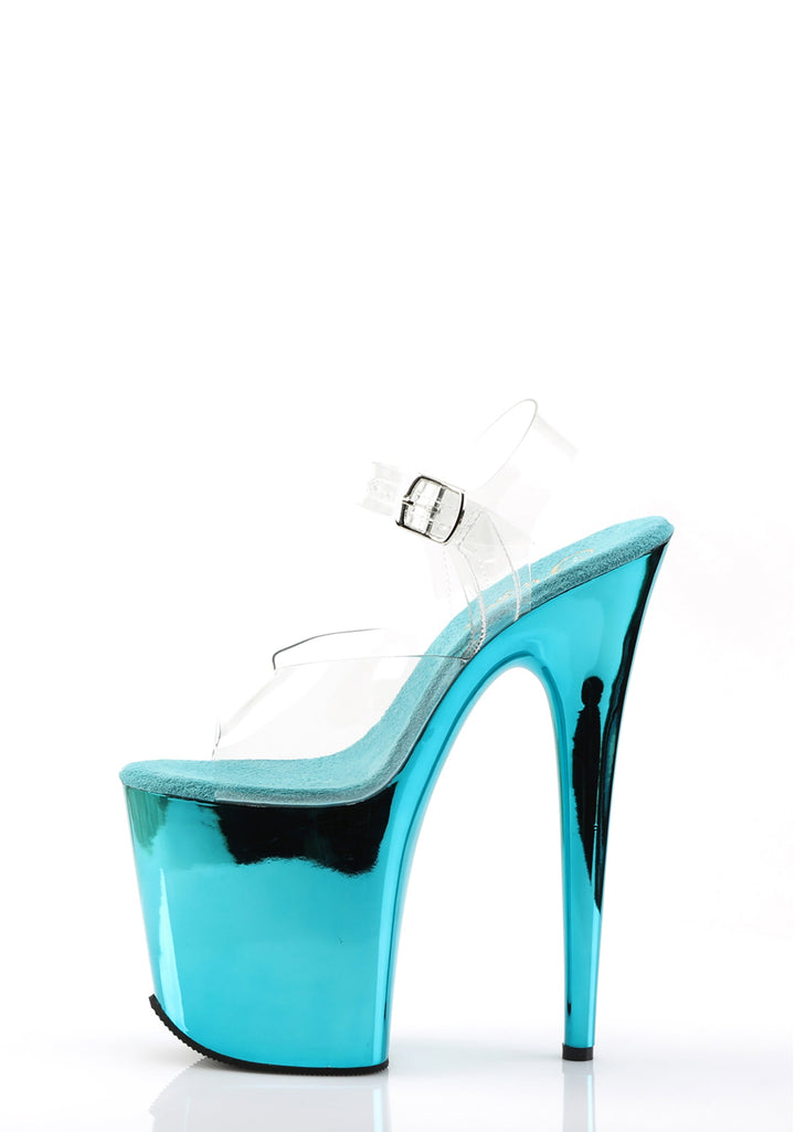 Flamingo-808 Platform Ankle Strap Sandals-Turquoise Chrome