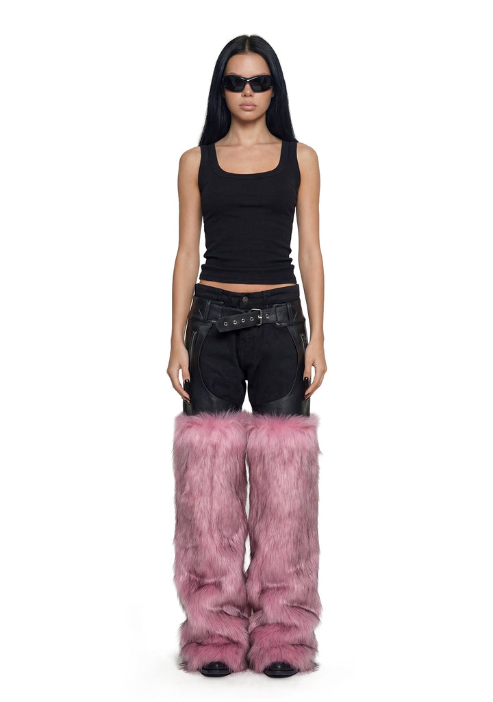 Faux Fur Chaps - Pink