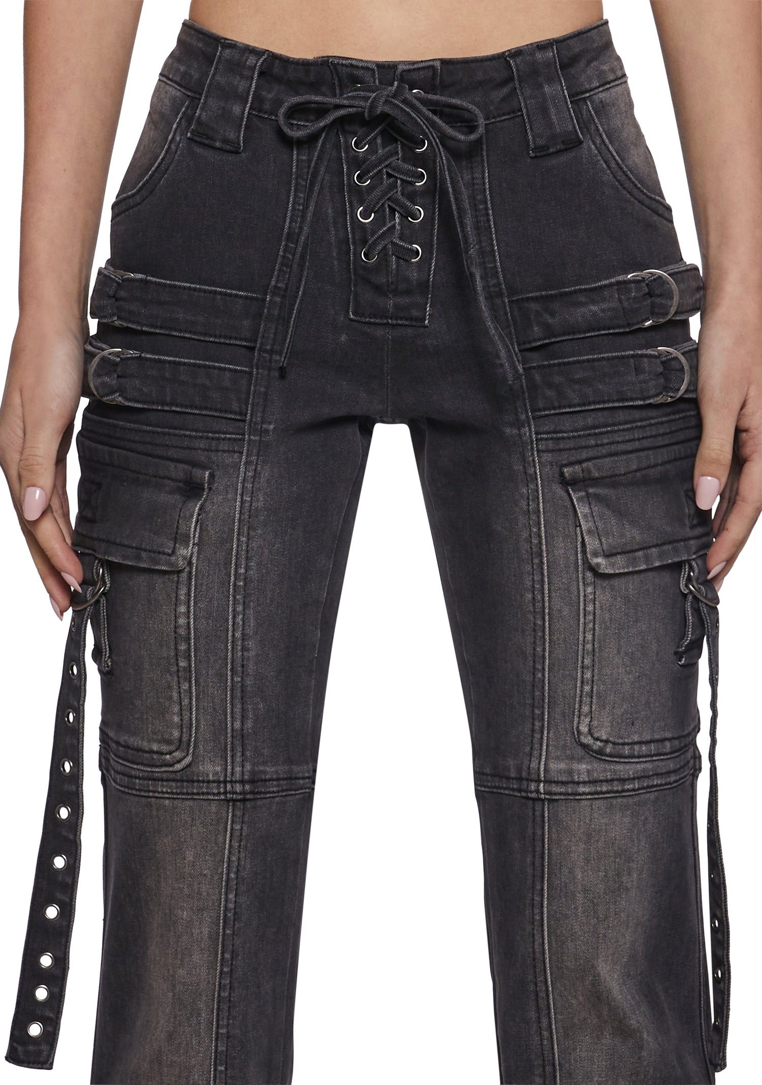 Level Up Cargo Fitted Jeans - Black