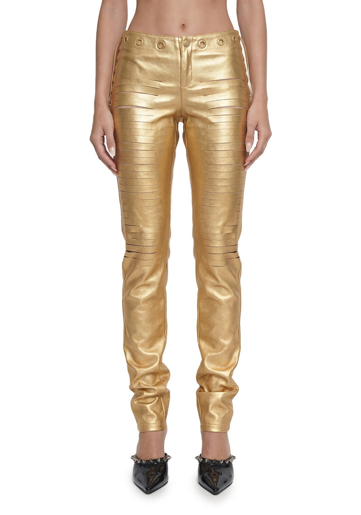Lasercut Low Waist Pant - Gold