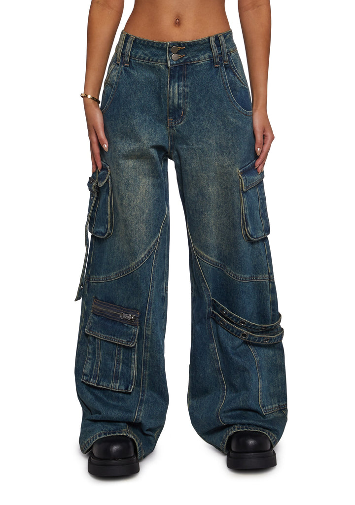 Digital Attraction Cargo Pants - Blue