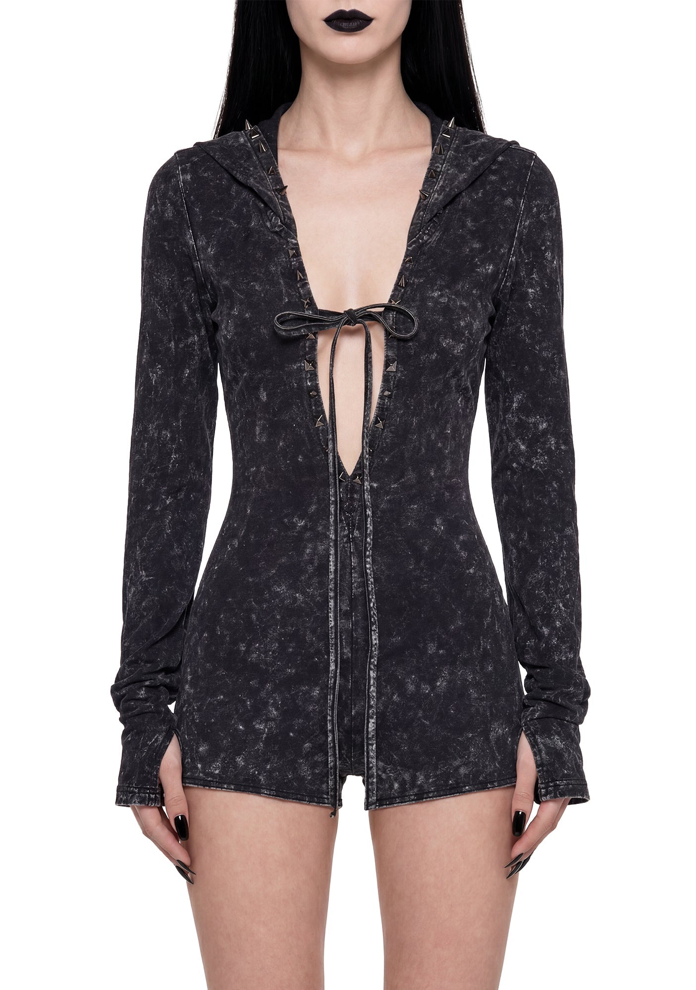 Death Guild Studded Hooded Romper