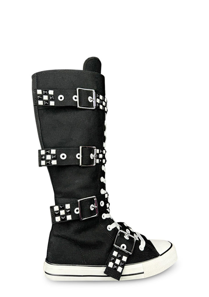 Rawr XD Stud Knee High Sneakers - Black/White