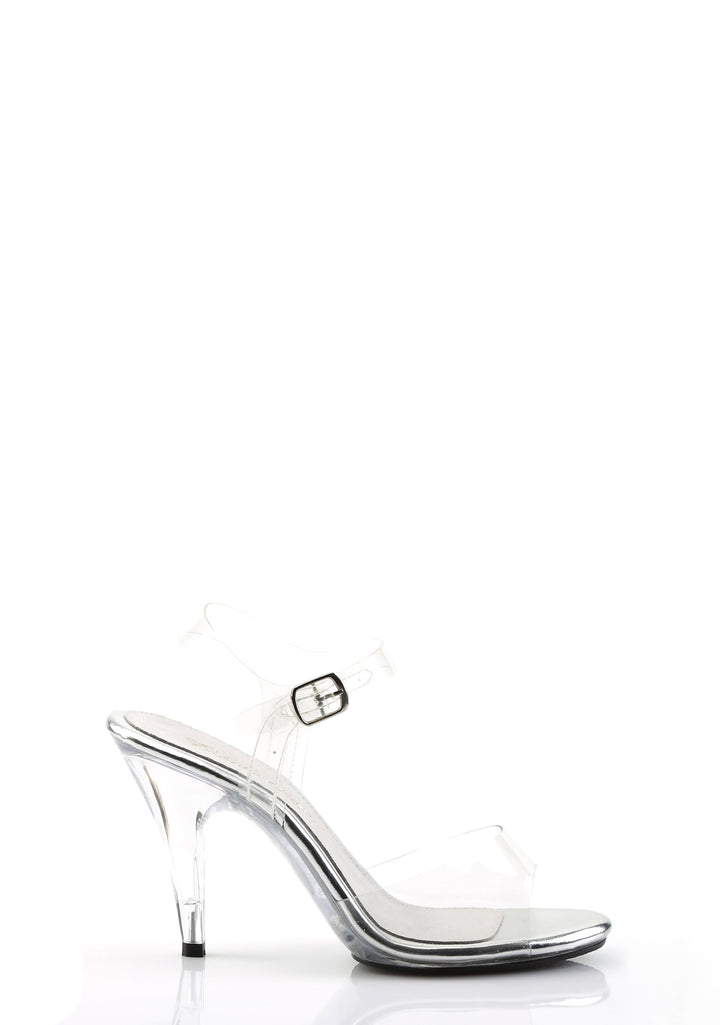 Caress-408 Platform Ankle Strap Sandals-Clear