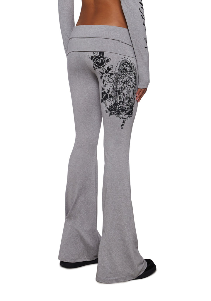 Mary Fold Over Yoga Pant - Gray