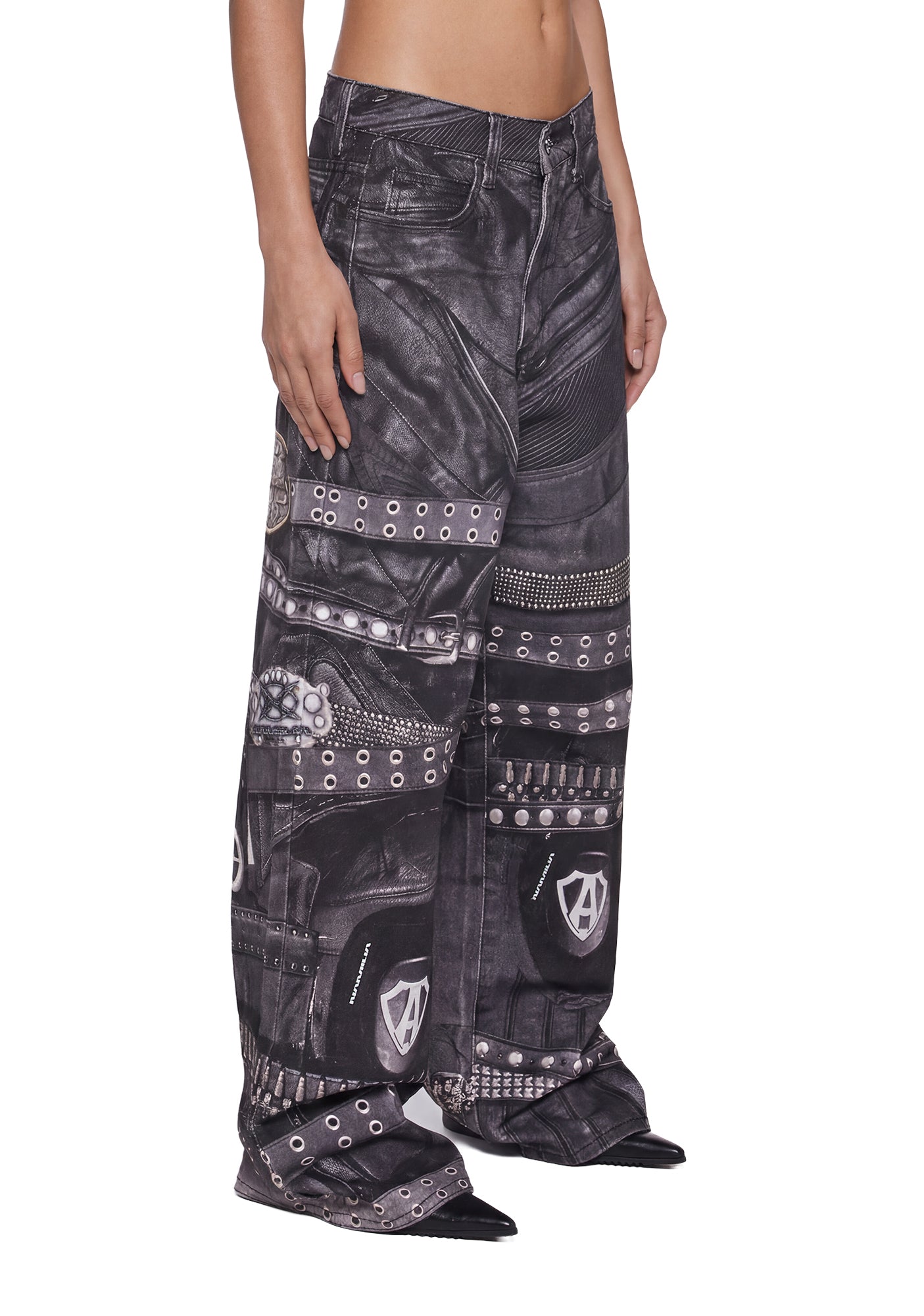 Printed Moto Baggy Pants