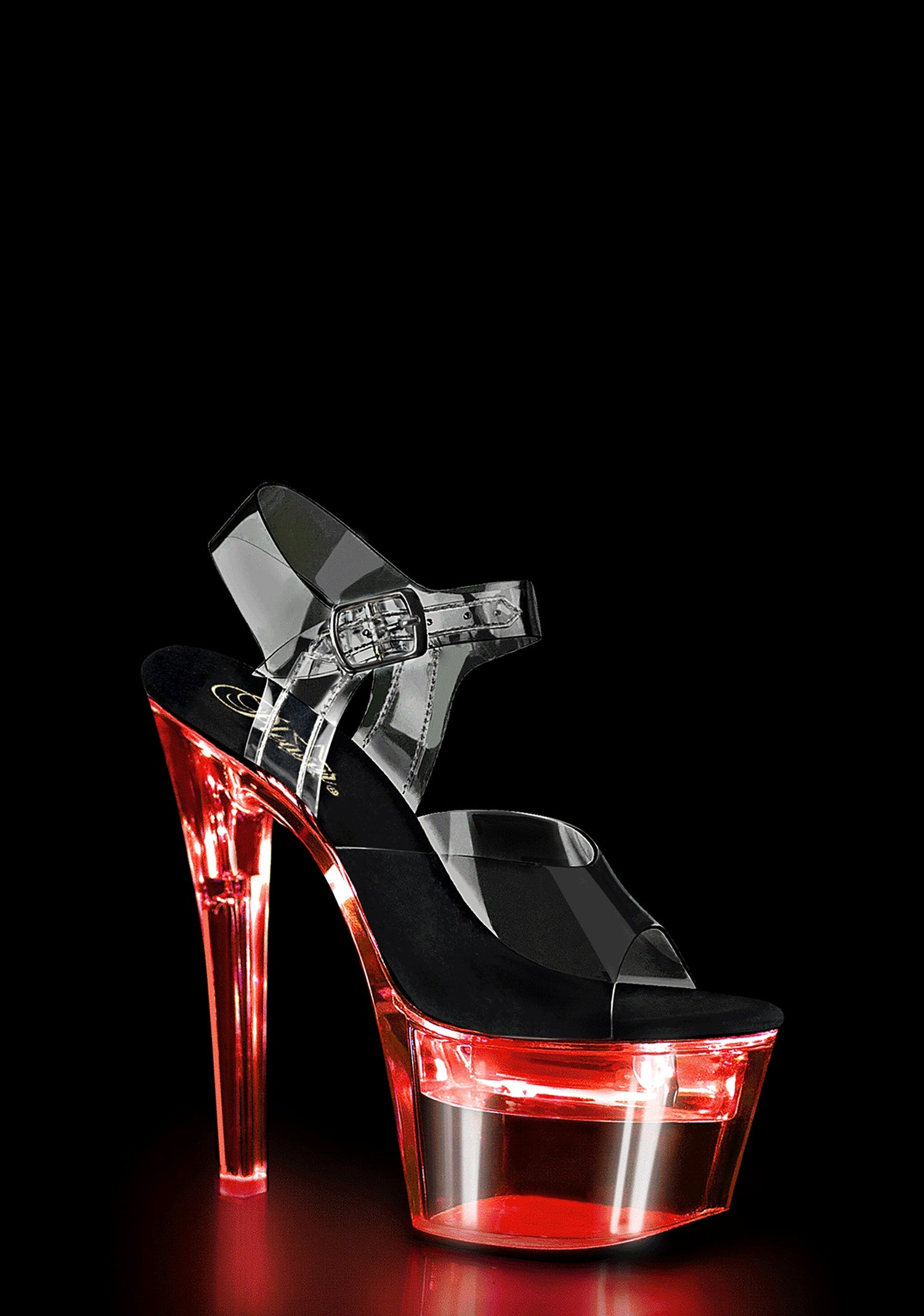 Flashdance-708 Platform Ankle Strap Sandal-Clear