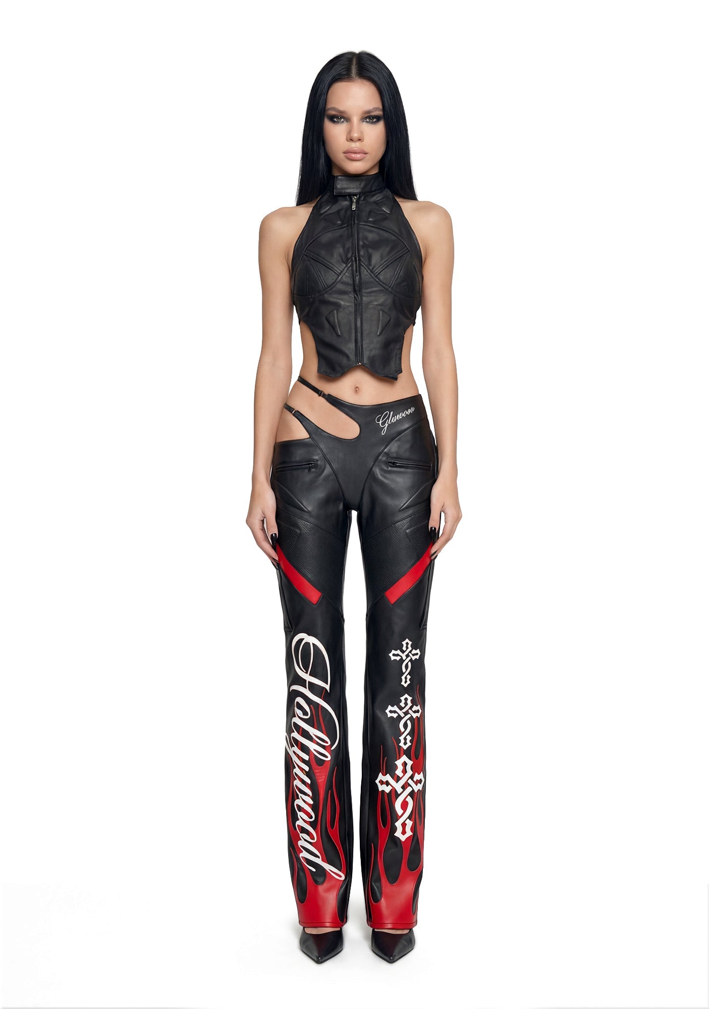 Hollywood Asymmetrical Moto Trousers - Black