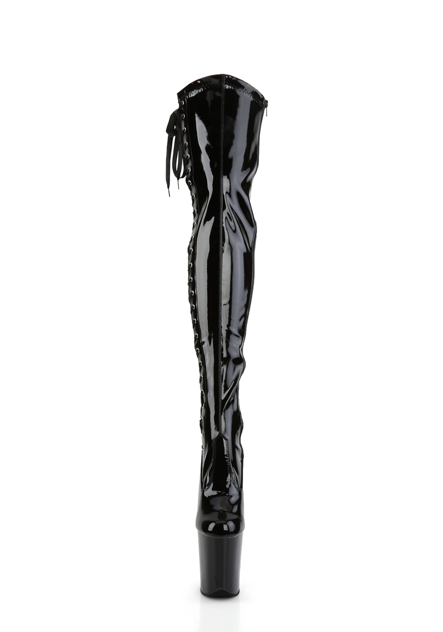 Flamingo-3050 Platform Thigh High Boots-Black