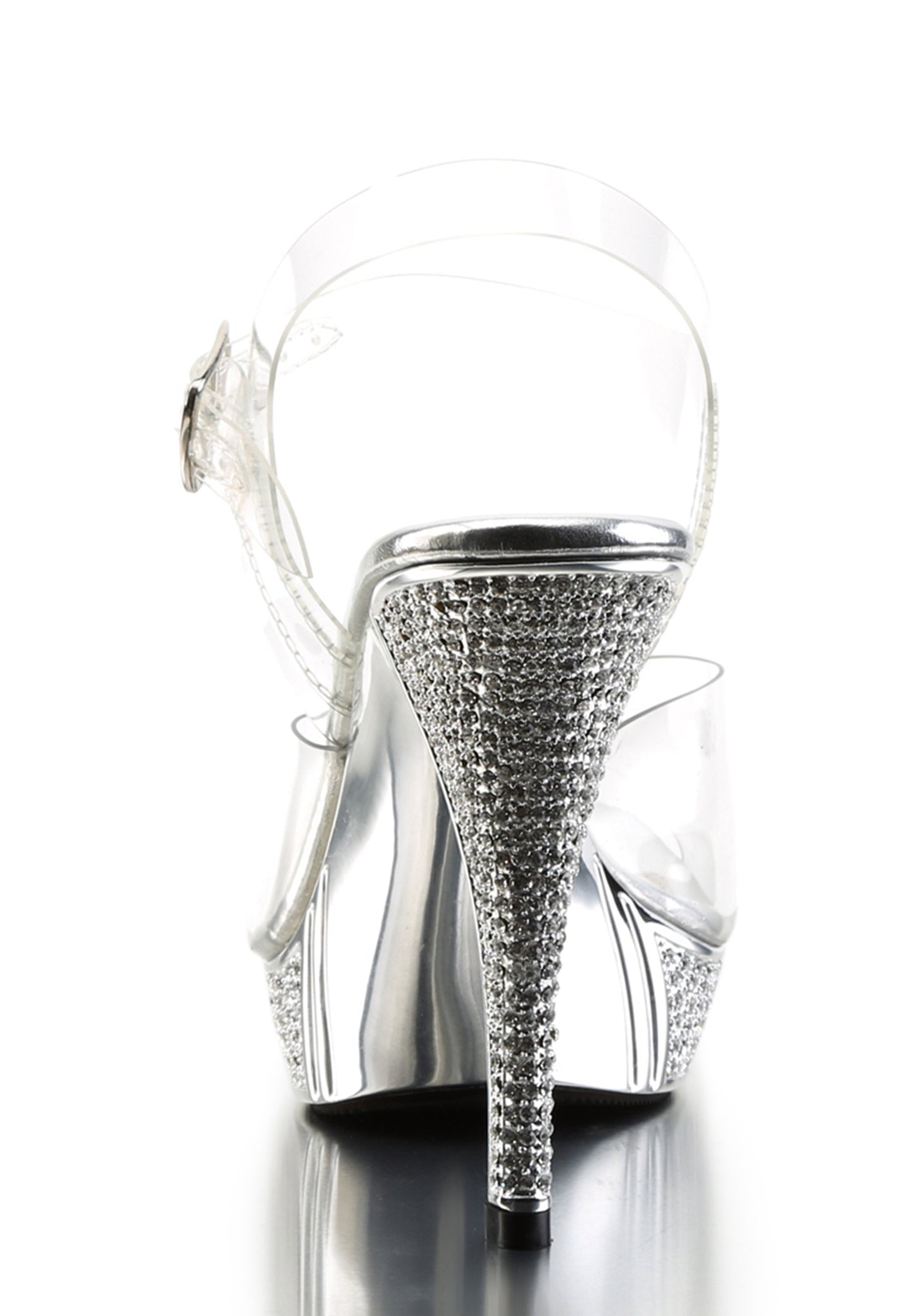 Elegant-408 Platform Ankle Strap Sandals-Silver Chrome