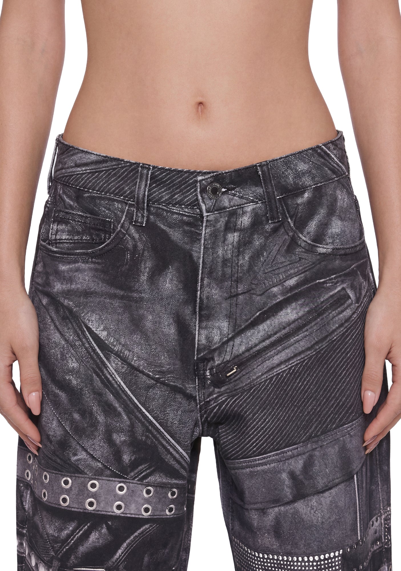 Printed Moto Baggy Pants