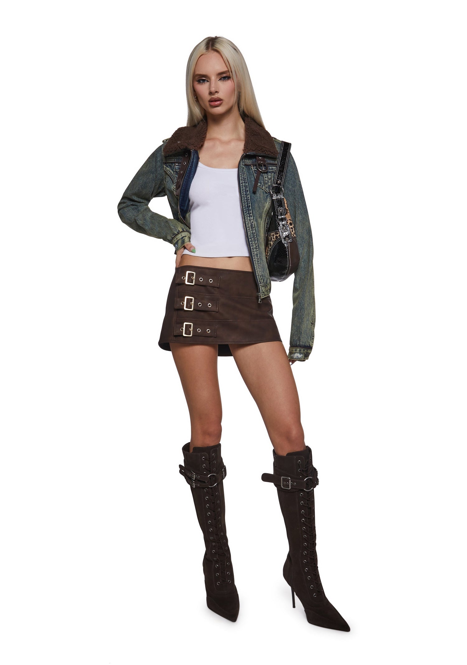 Sofie Belted Skirt - Brown