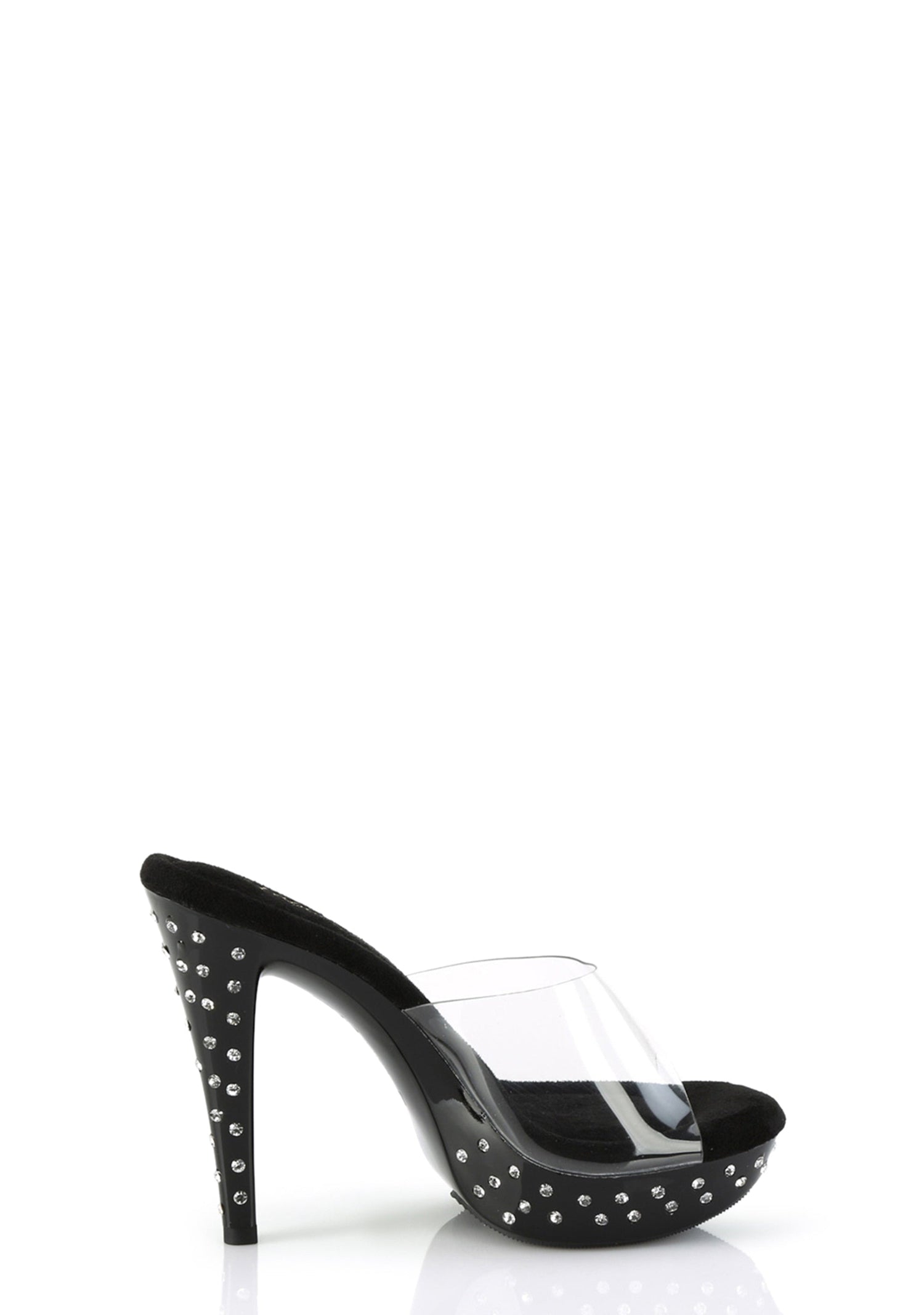 Cocktail-501 Platform Rhinestones Studded Slides-Clear-Black