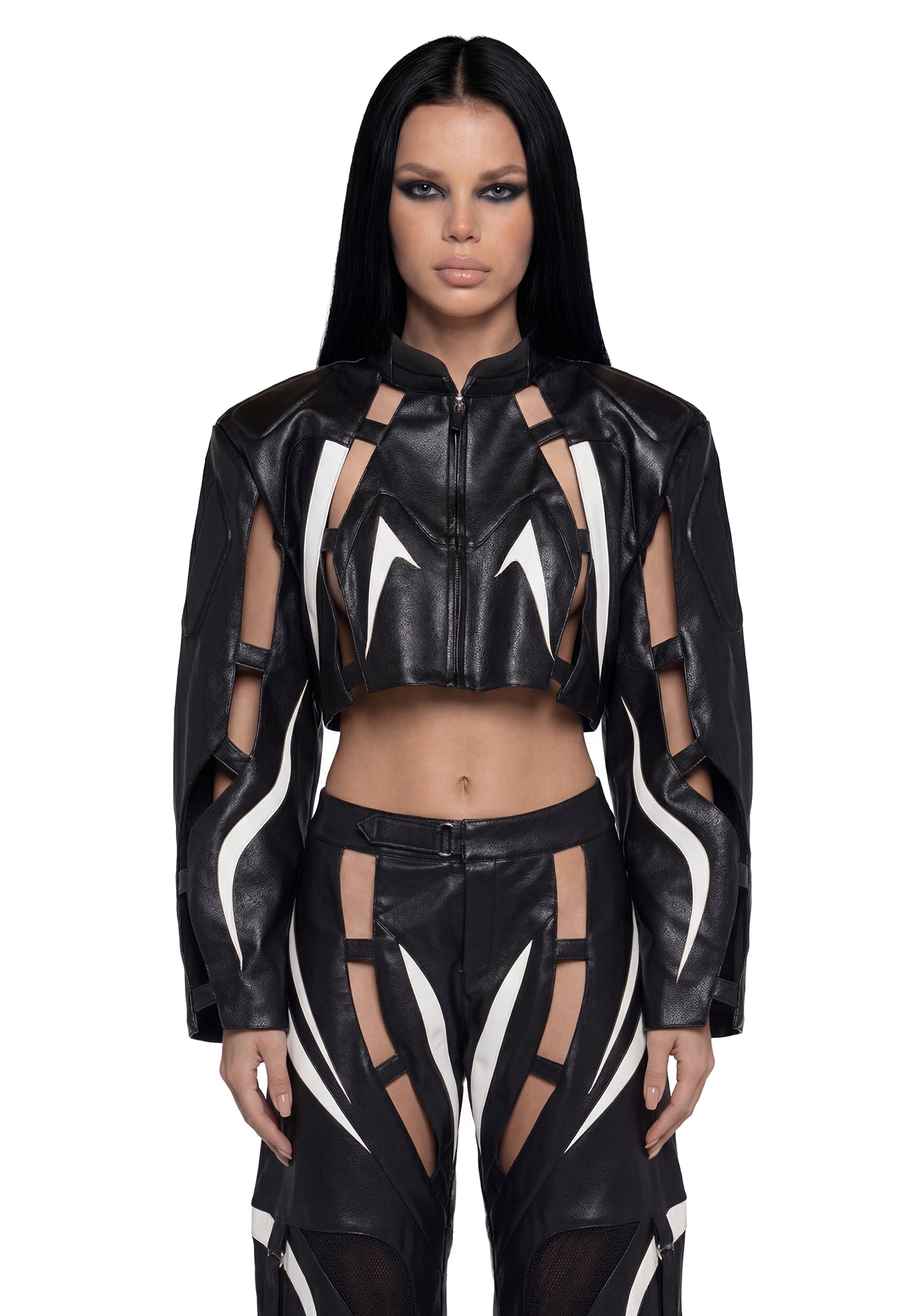 Octane Moto Floating Crop Jacket - Blk/Wht