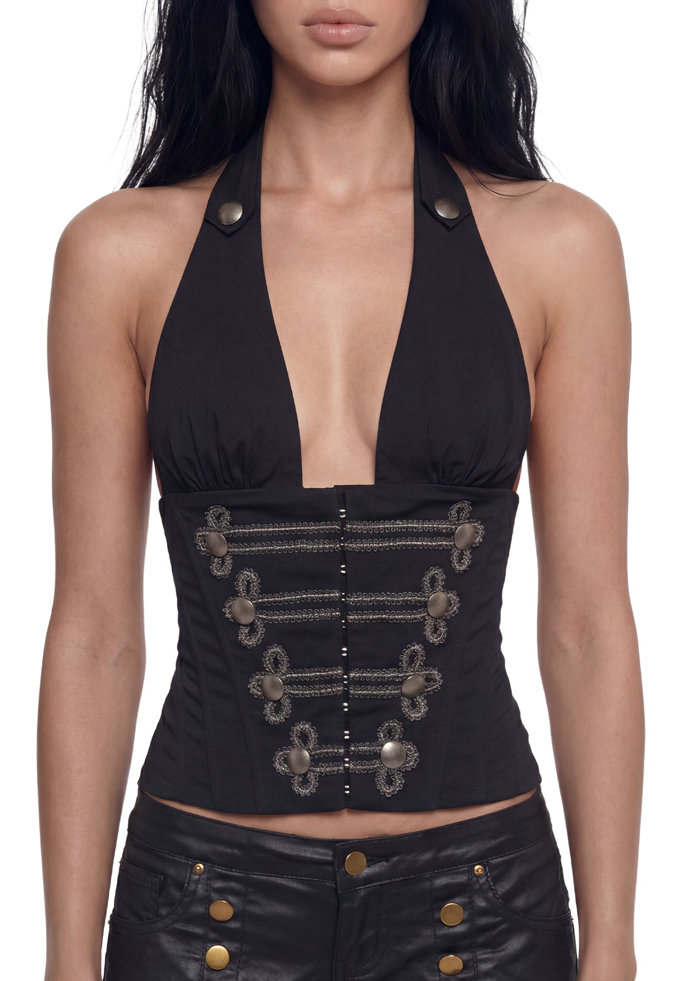 Military Parade Halter Corset Top