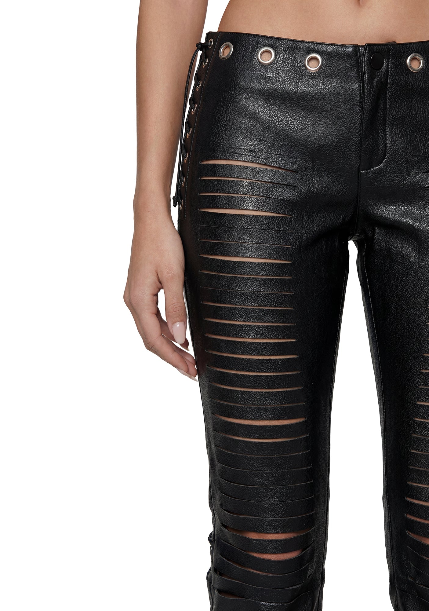 Lasercut Low Waist Pant - Black