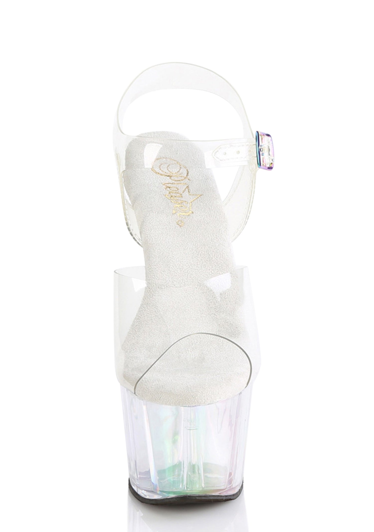 Adore-708HT Platform Ankle Strap Sandals-Holo Tinted