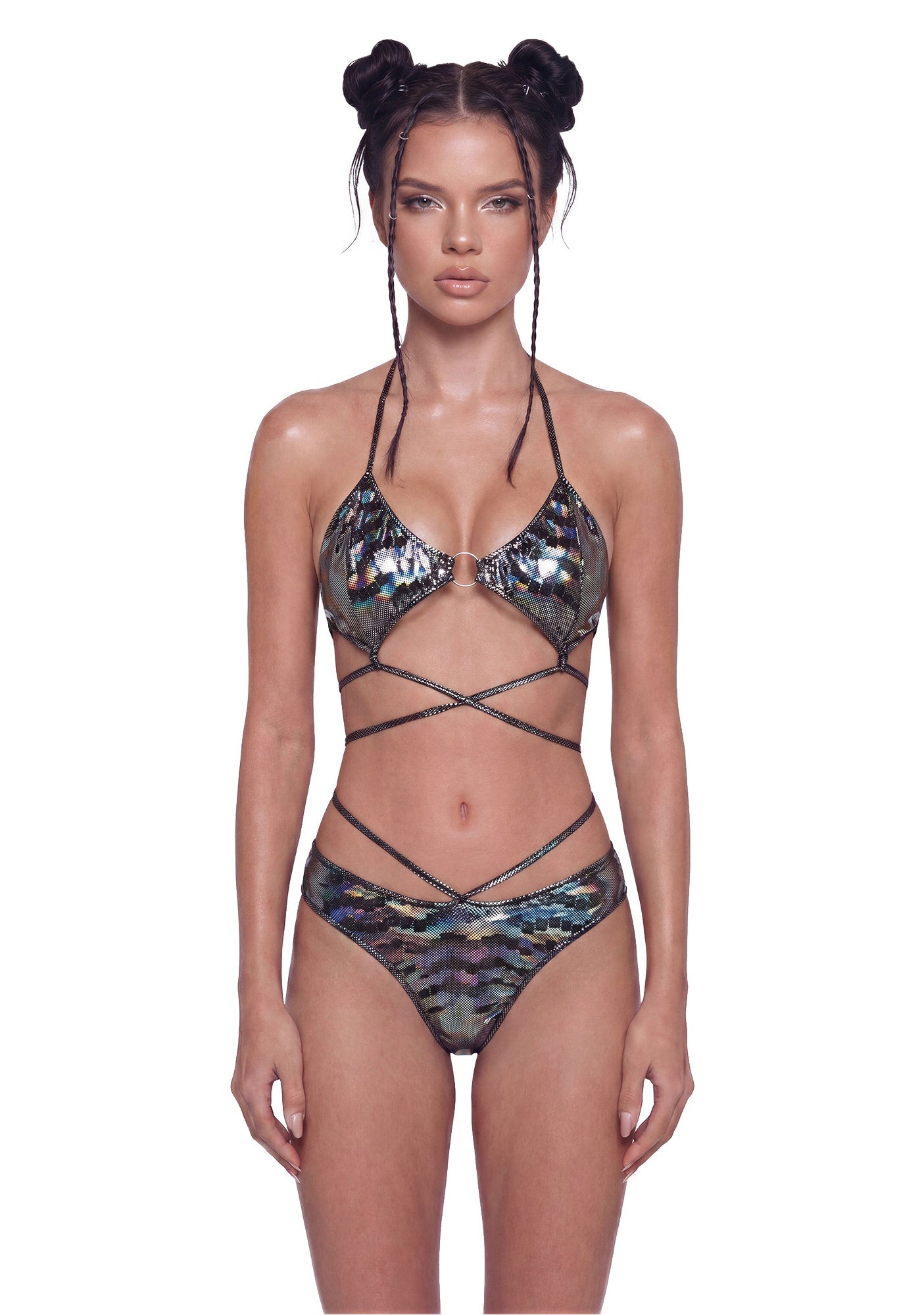 Metallic Strappy Festival Set - Black