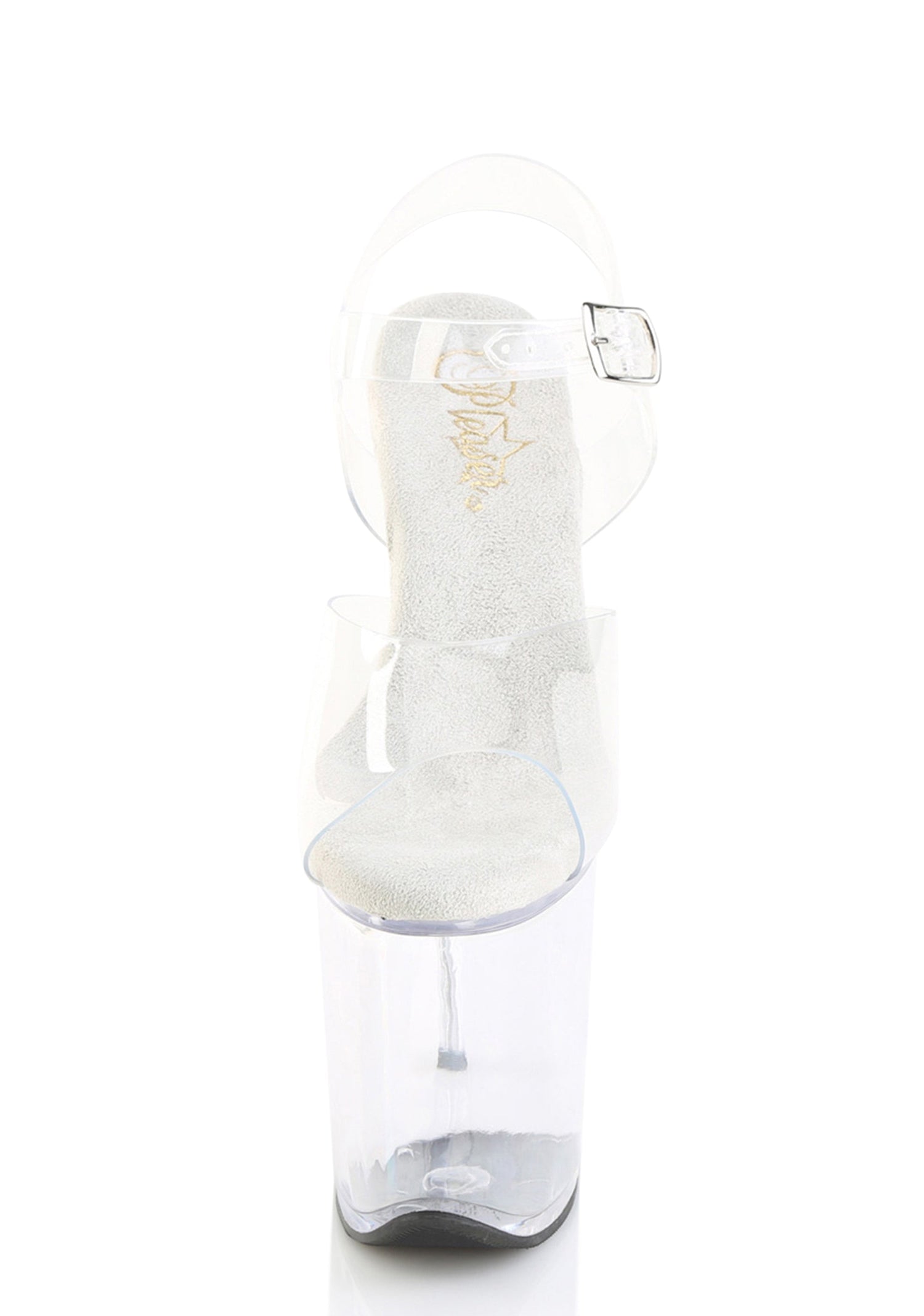Flamingo-808PREM Platform Ankle Straps Sandals-Clear