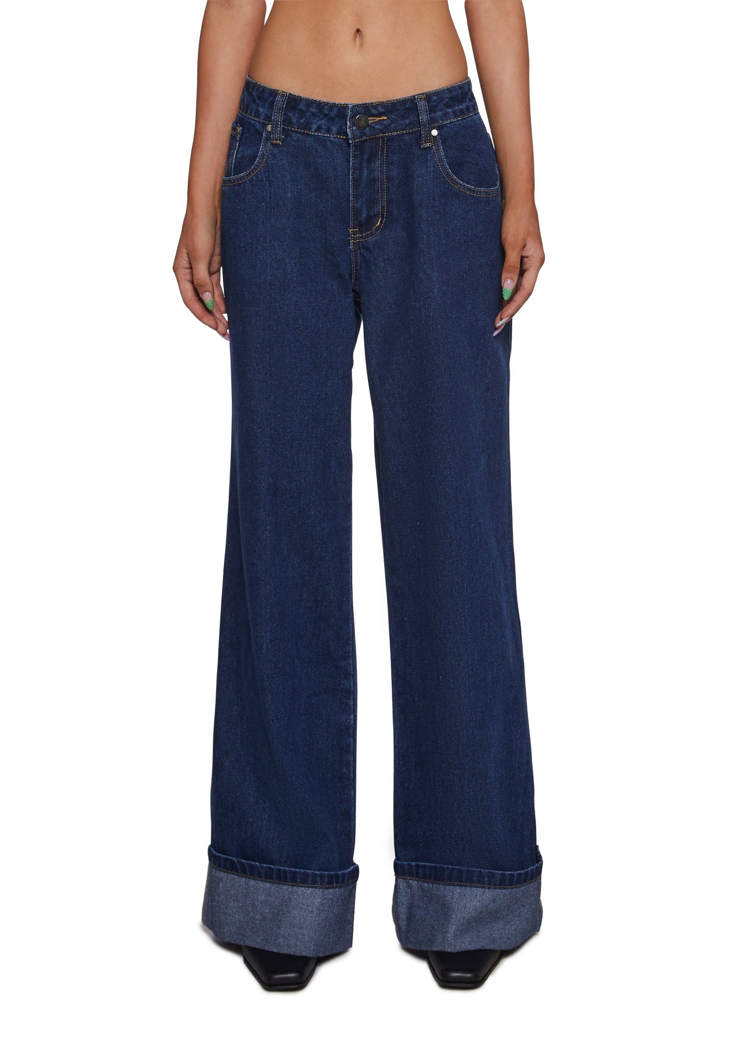 Bella Wide Leg Cuff Jeans