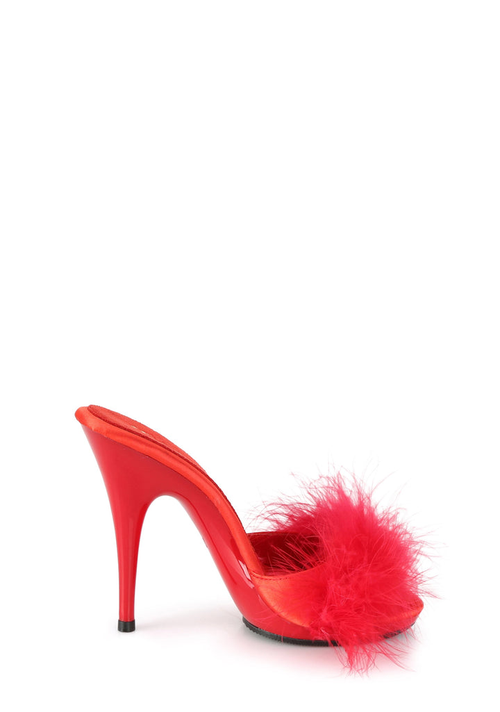 Poise 501 Marabou Faux Fur Sandals - Red