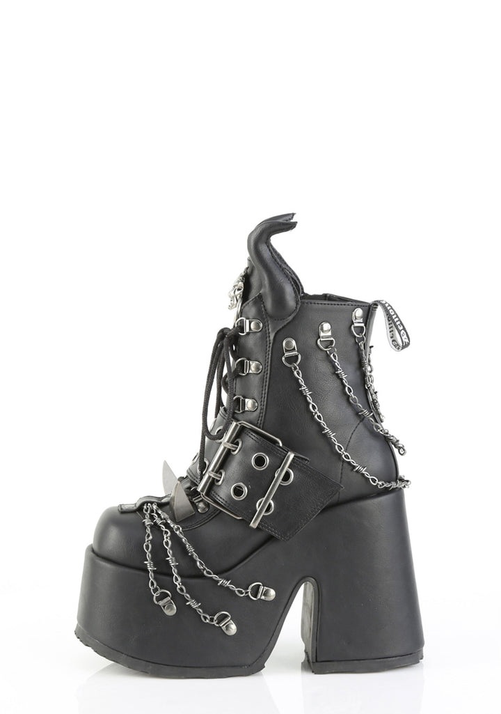 Camel-64 Platform Ankle Boots
