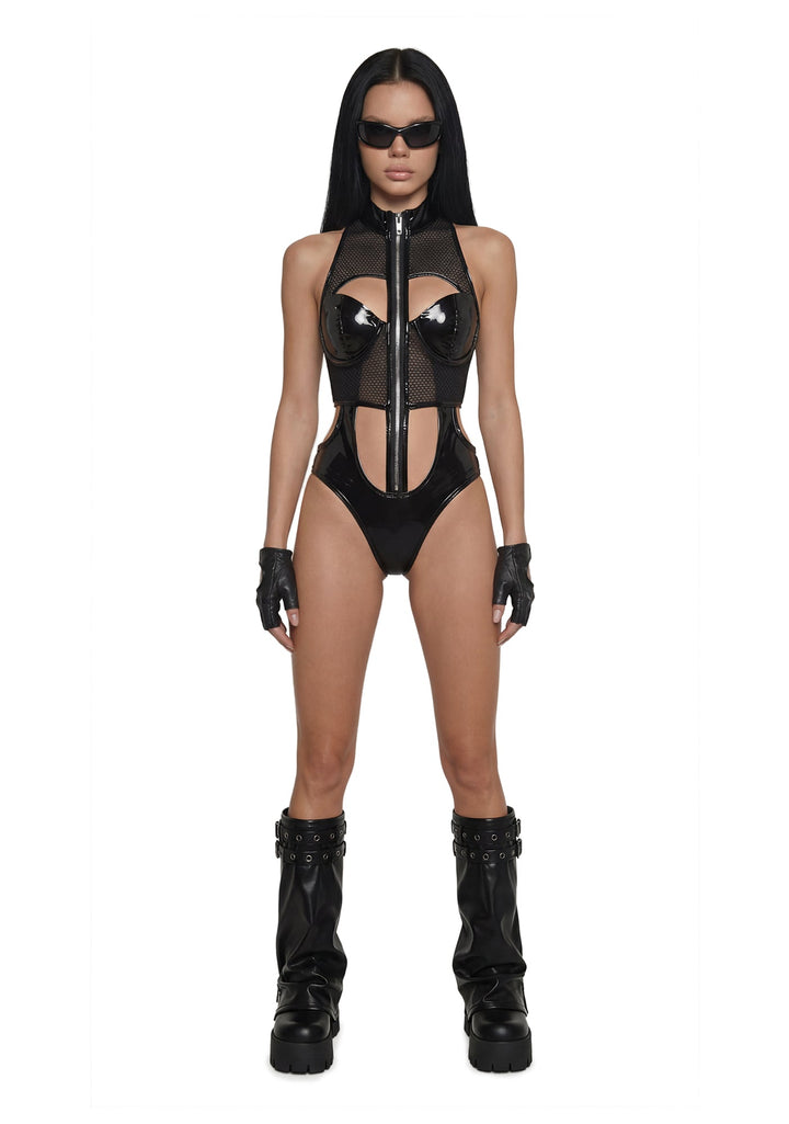 Trinity Patent Cut Out Bodysuit