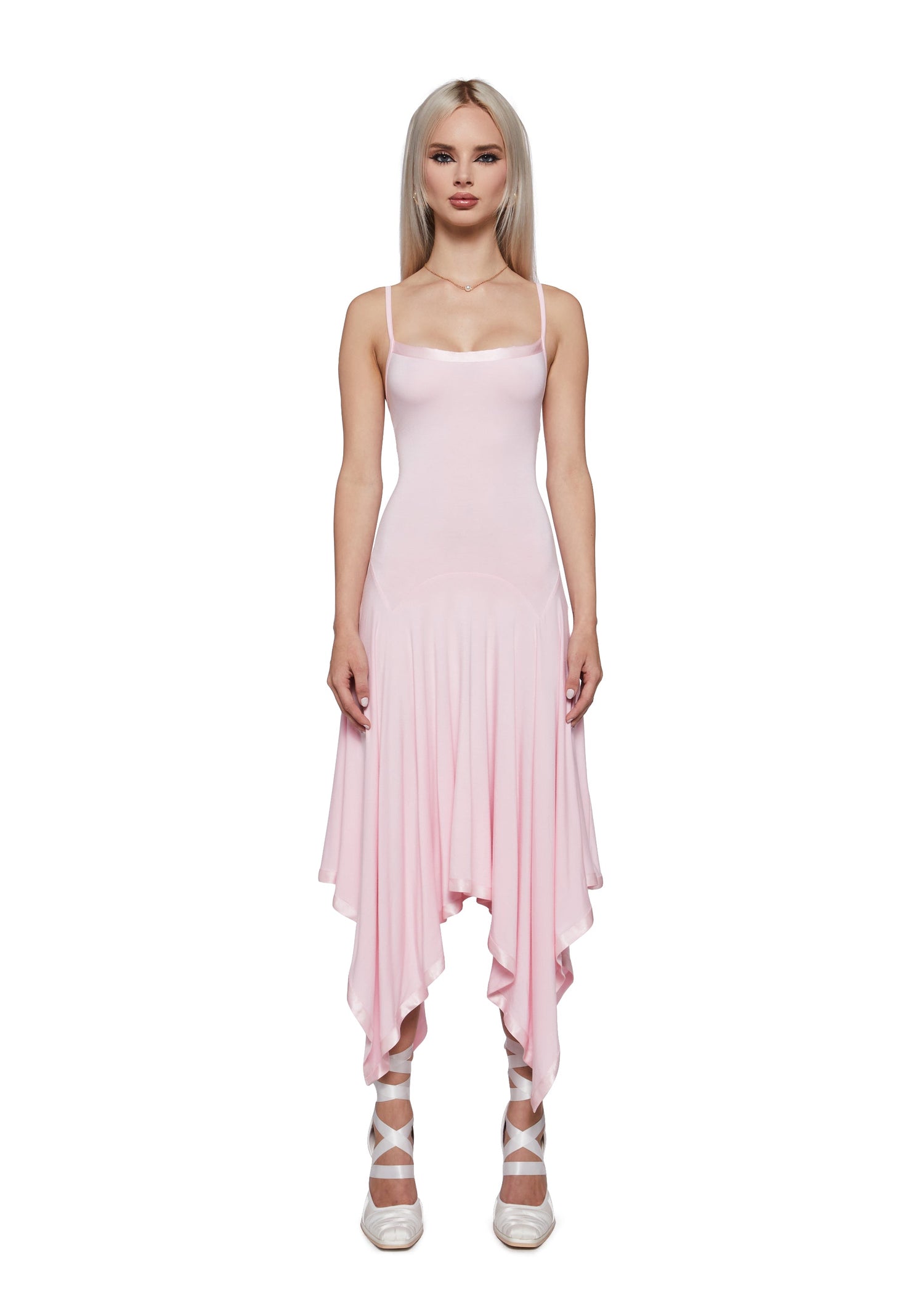 Aurora Asymmetrical Tank Midi Dress - Pink