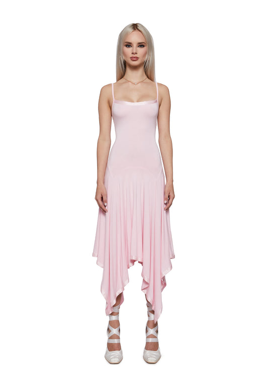 Aurora Asymmetrical Tank Midi Dress - Pink