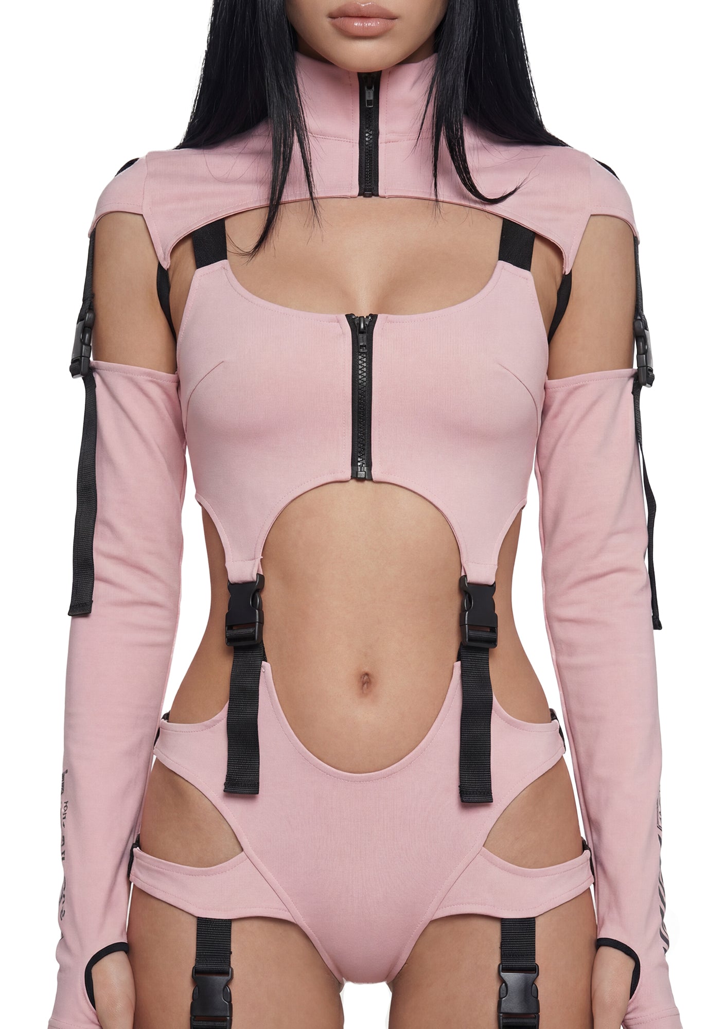 Digital Lands Bodysuit And Leg Warmers Set - Pink