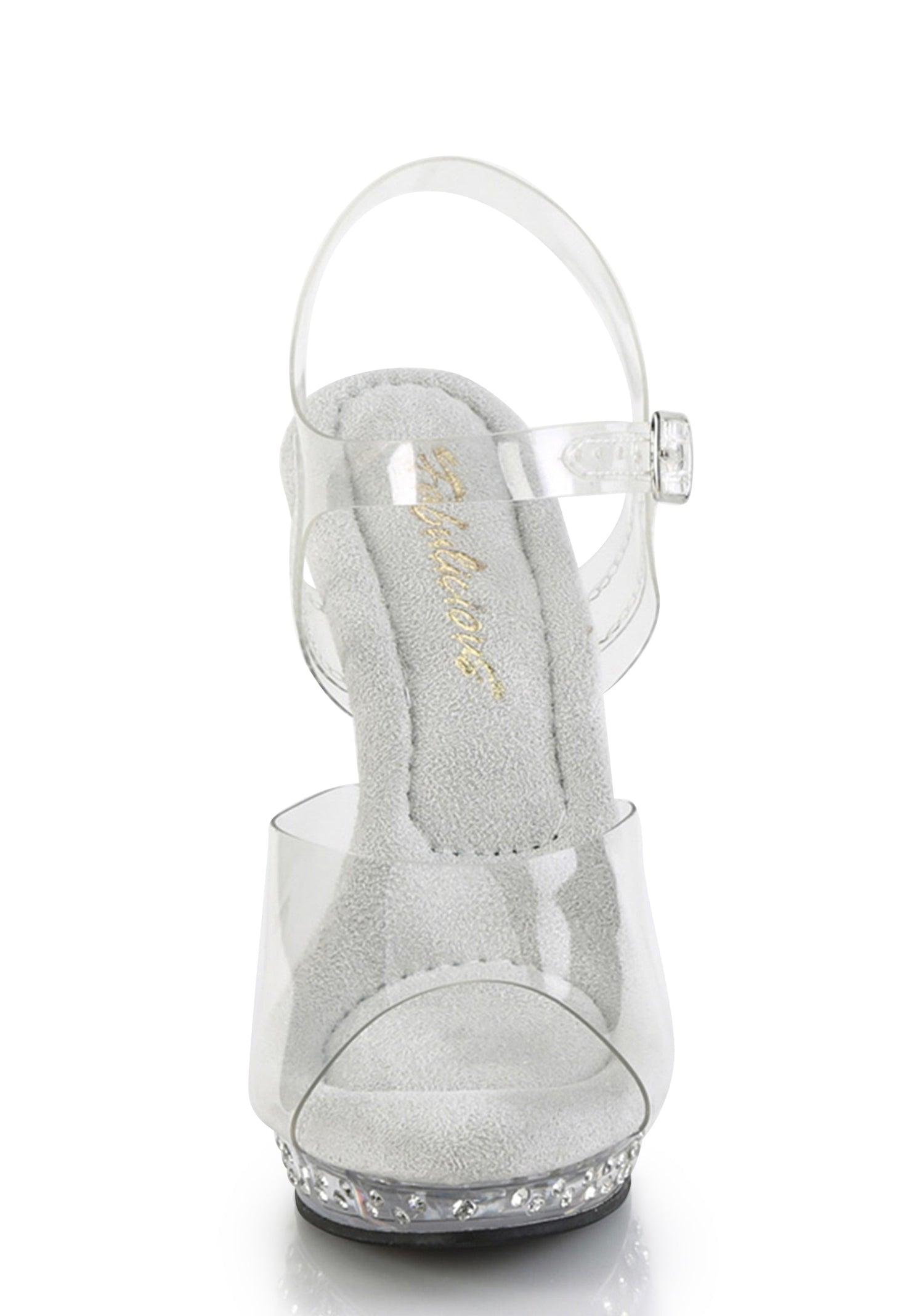 Lip-108 Platform Ankle Strap Rhinestones Studded Sandals-Clear
