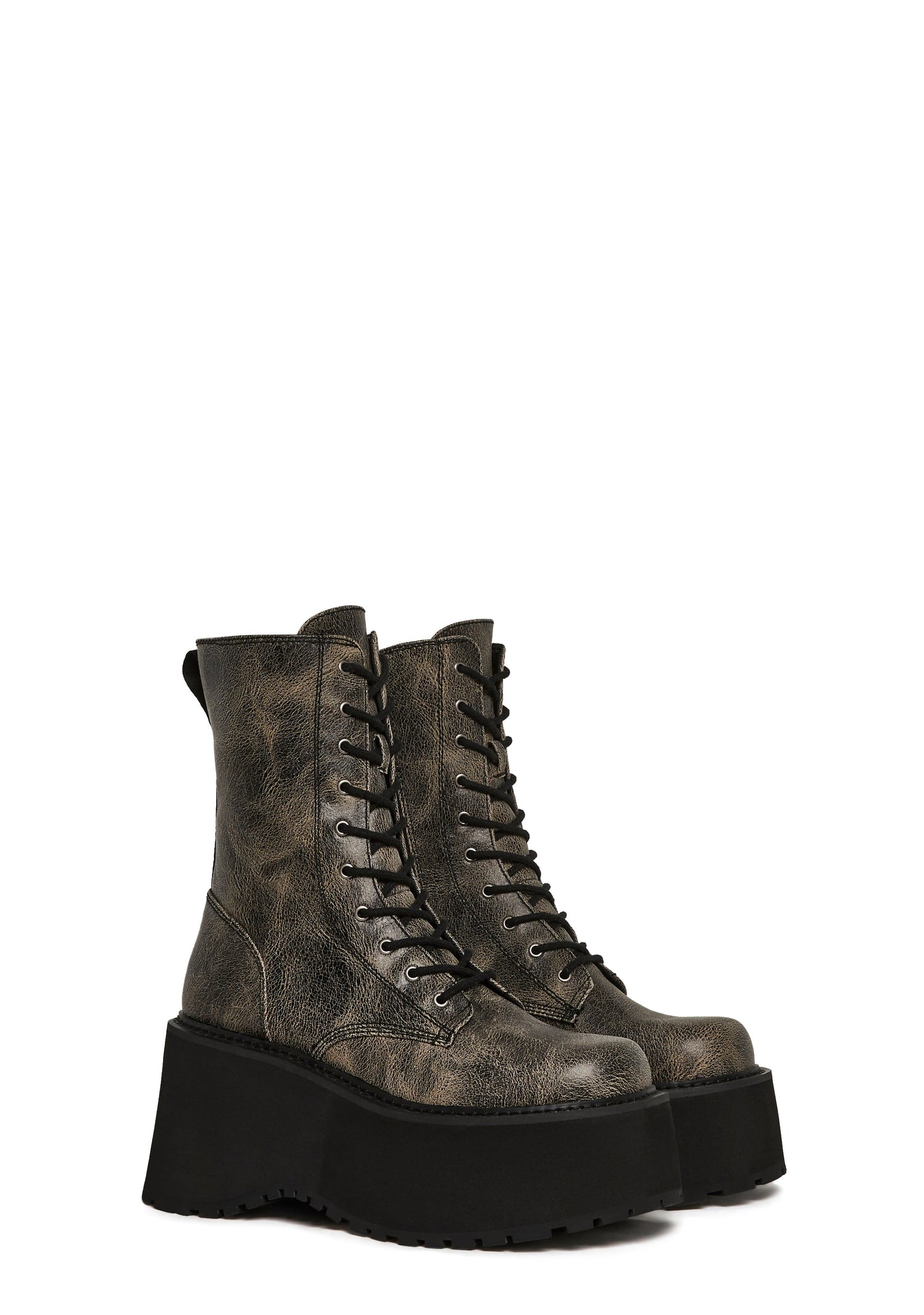 Grunge At Heart Combat Boots - Crackle