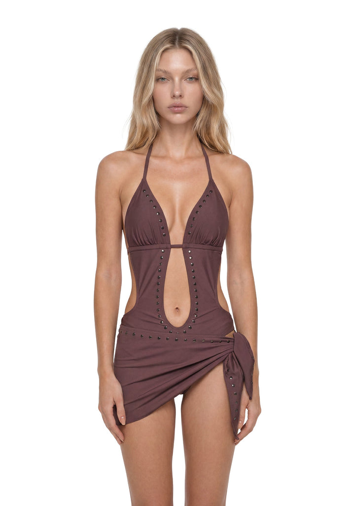 Reya Studded Monokini Skirt Set