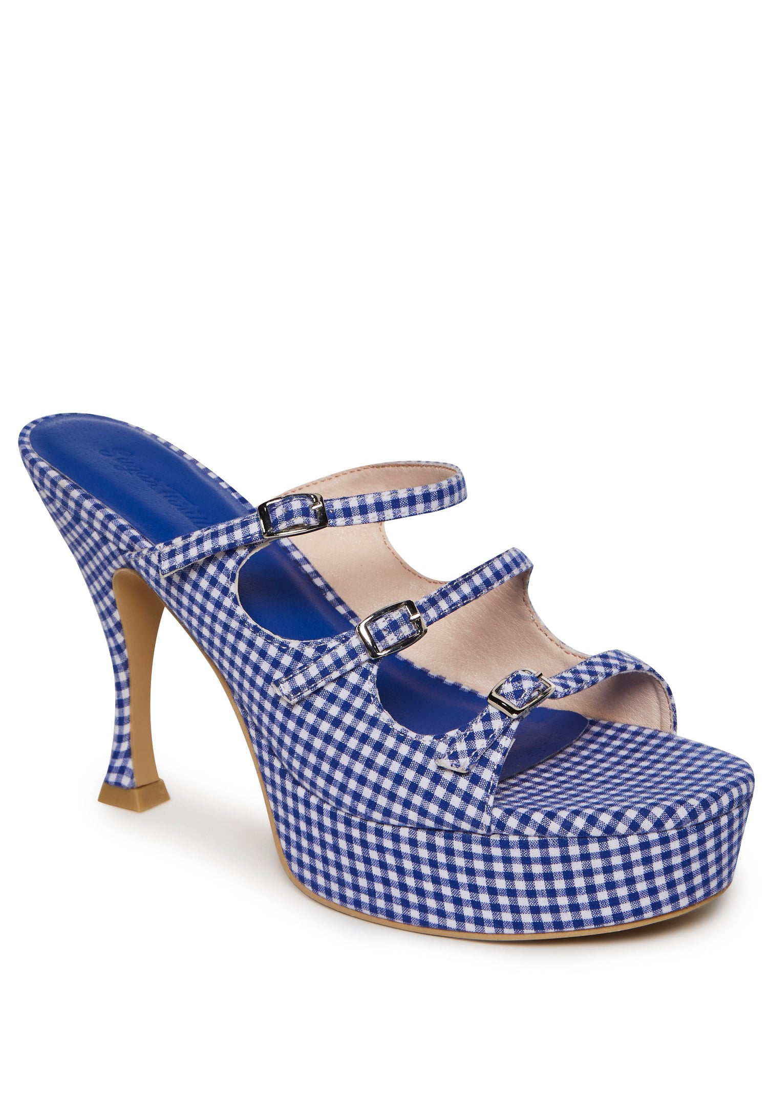 Lana Strappy Platform Heel - Gingham