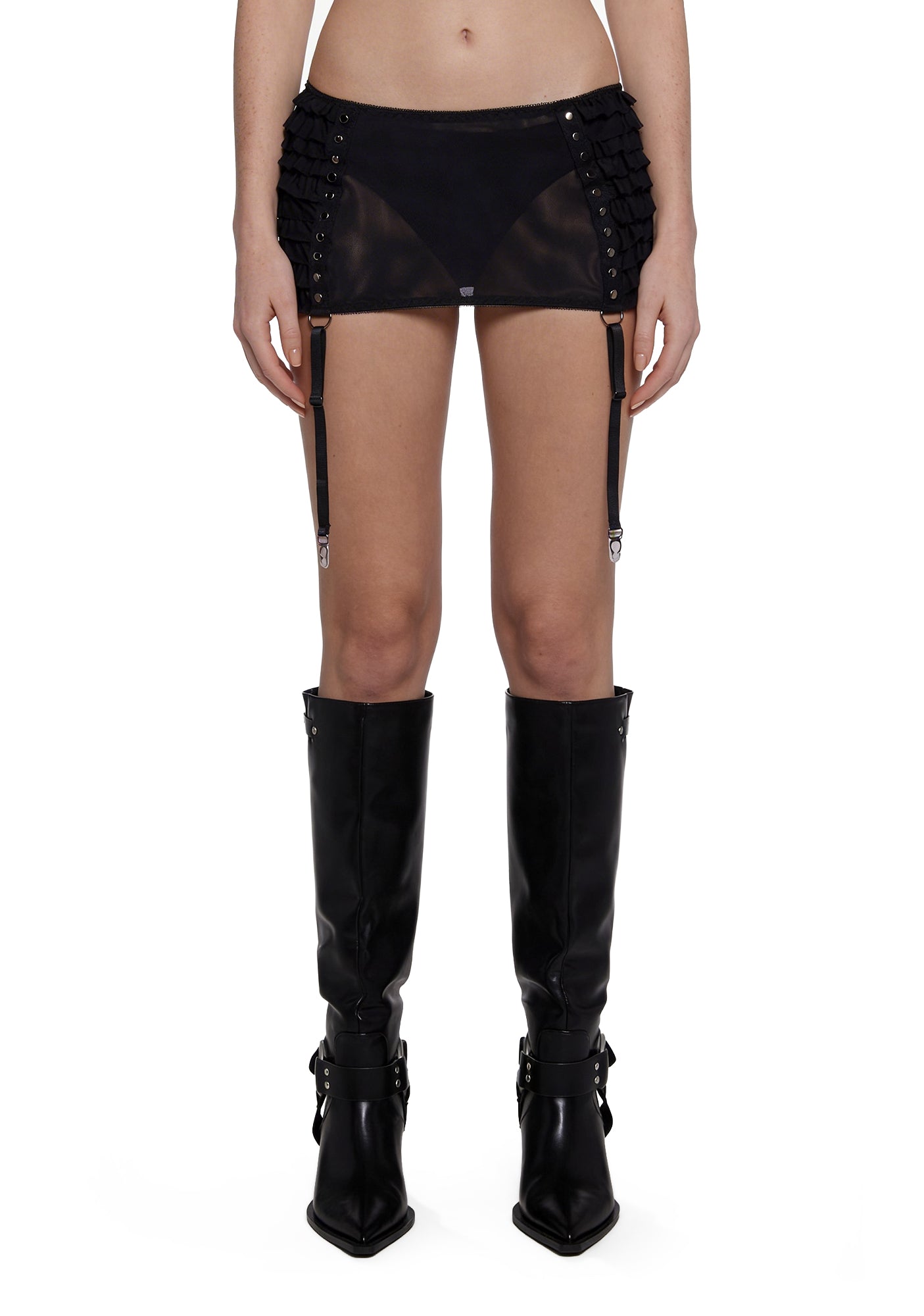 Dust Garter Mini Skirt - Black