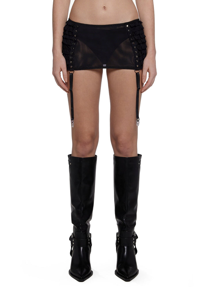 Dust Garter Mini Skirt - Black