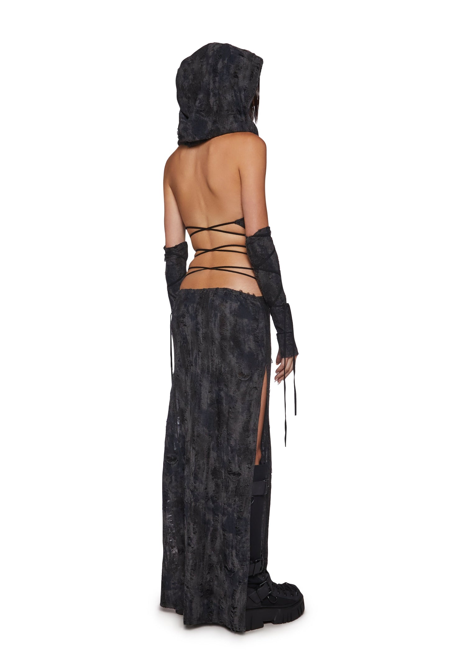 Desert Entity Hooded Maxi Dress with Gloves