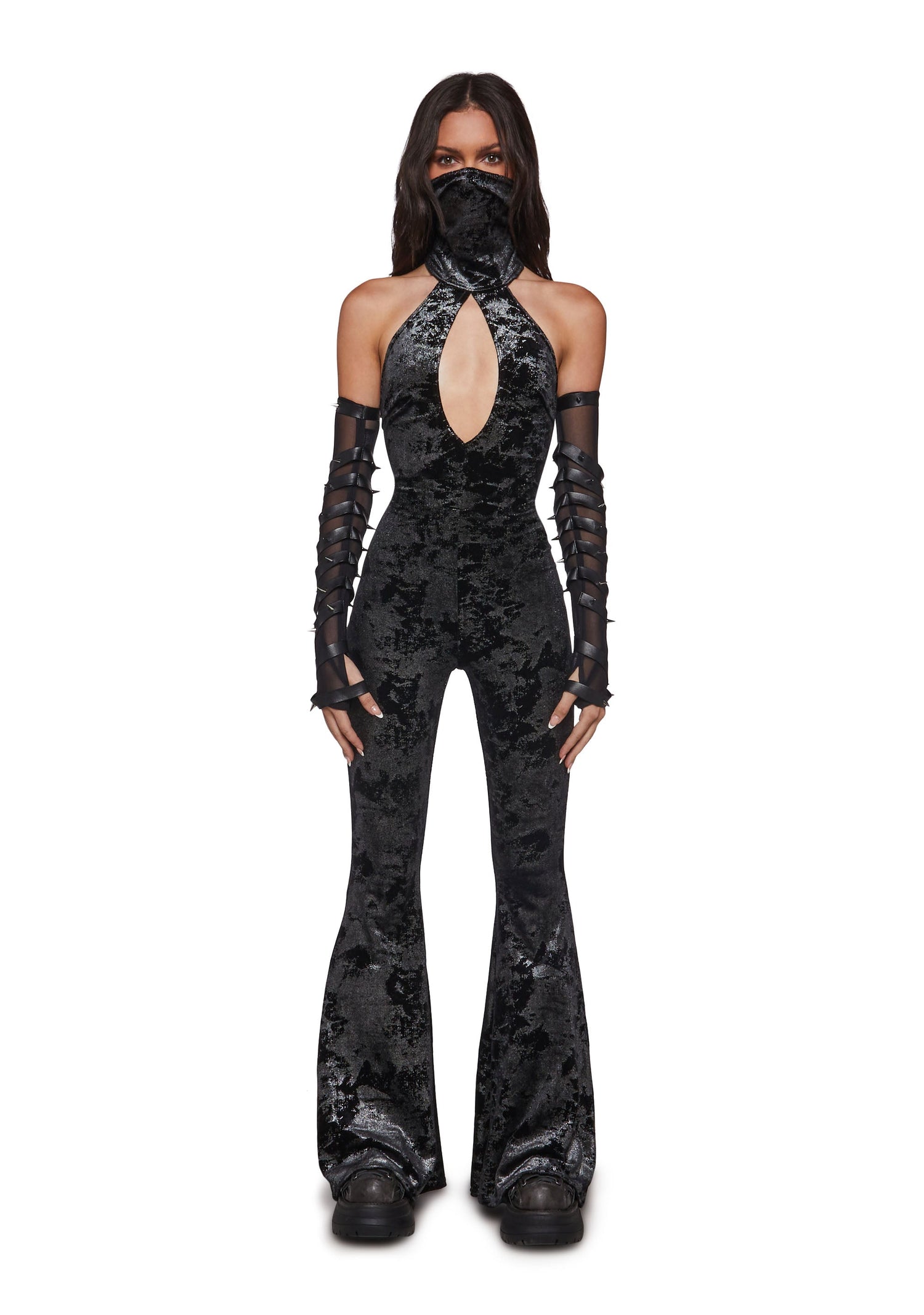 Kitana Velvet Jumpsuit with Mask