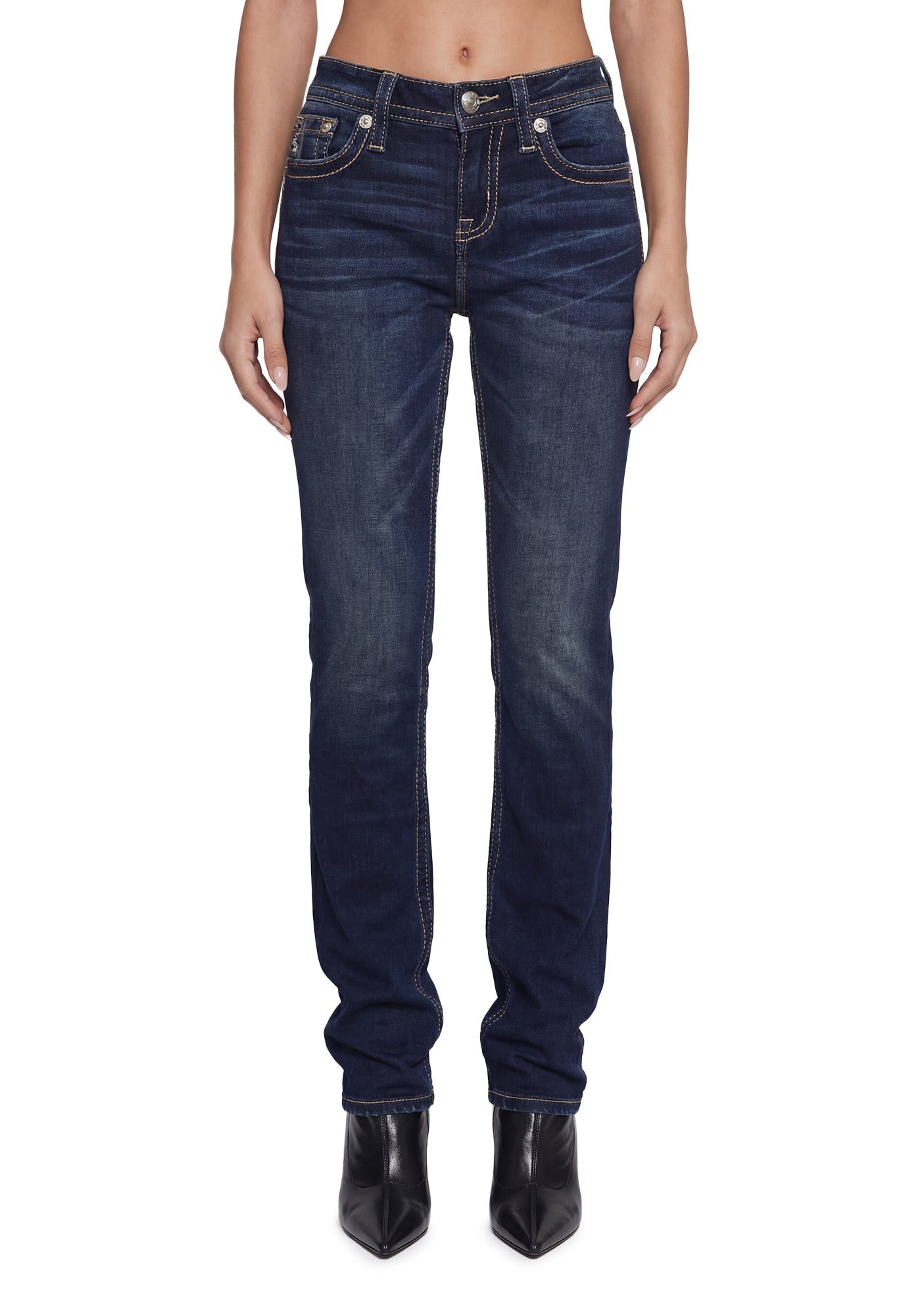 Raelyn Cross Bootcut Jeans 32"