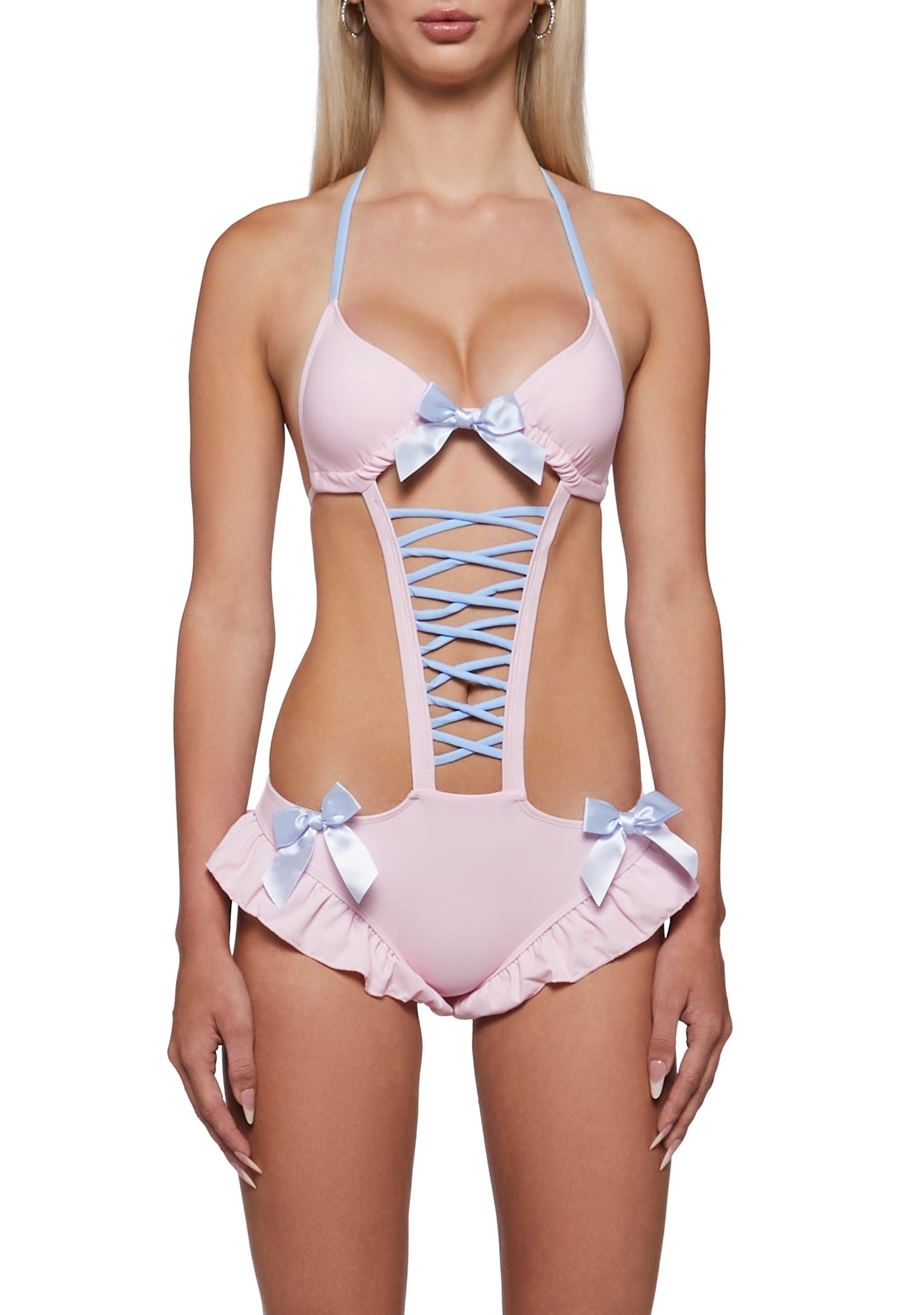 Misty Lacing Corset Monokini Swim Suit