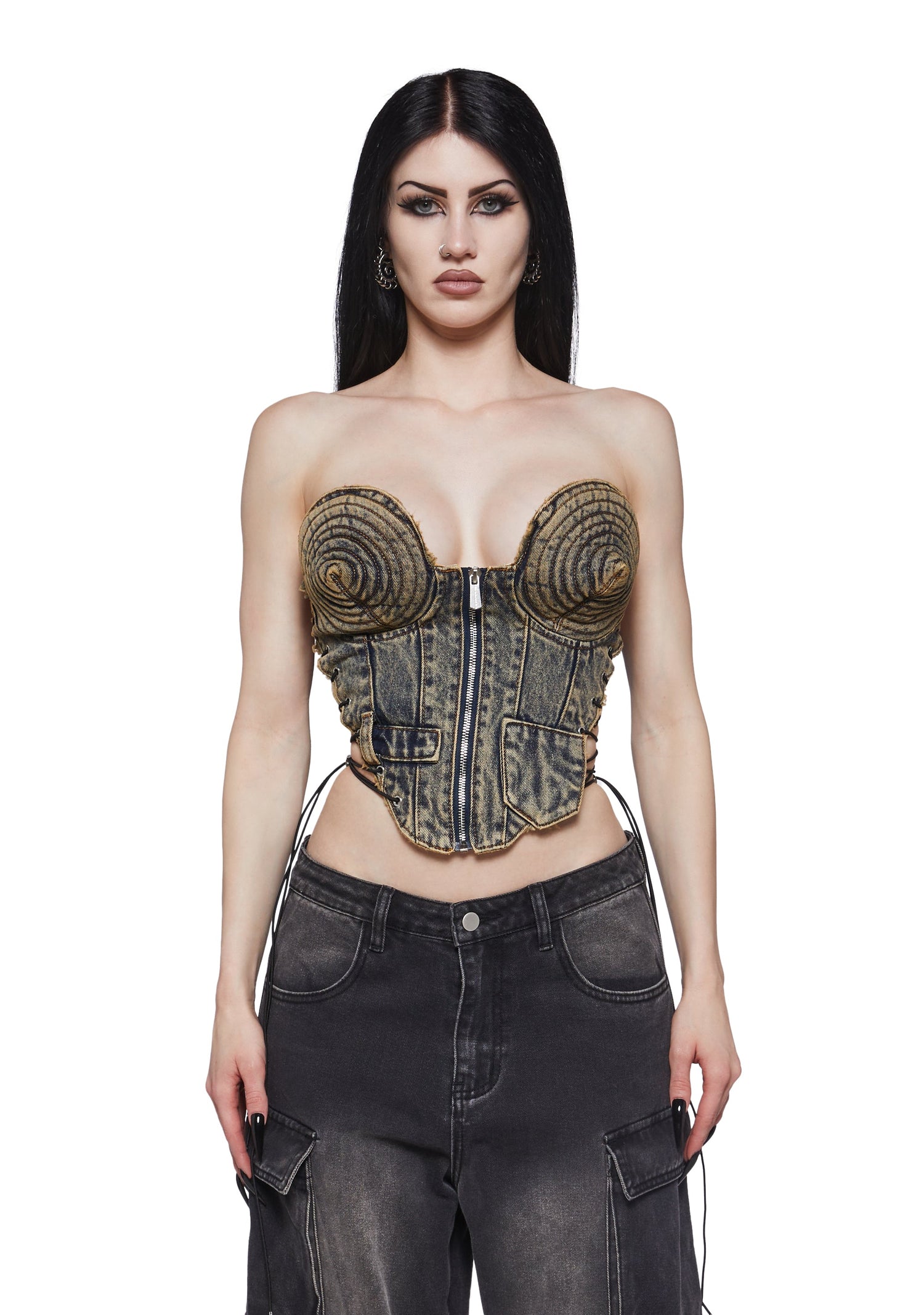 Denim Cone Corset - Blue