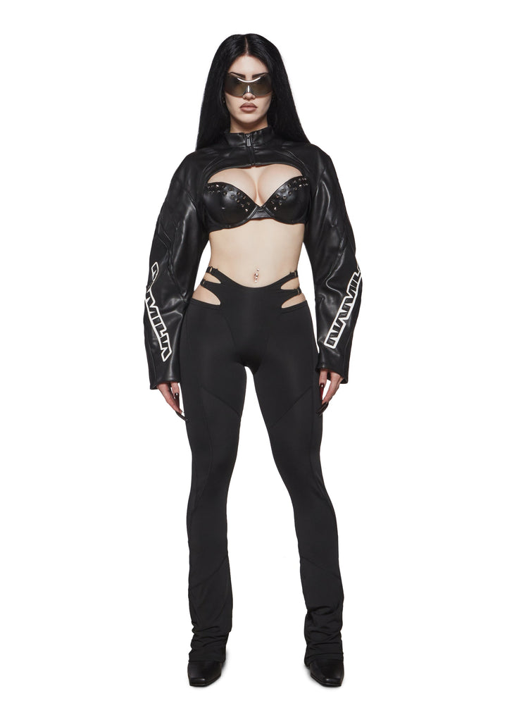XTC Leather Choker Jacket - White