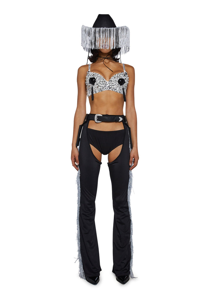 Giddy Up Rhinestone Cowgirl Costume - Black
