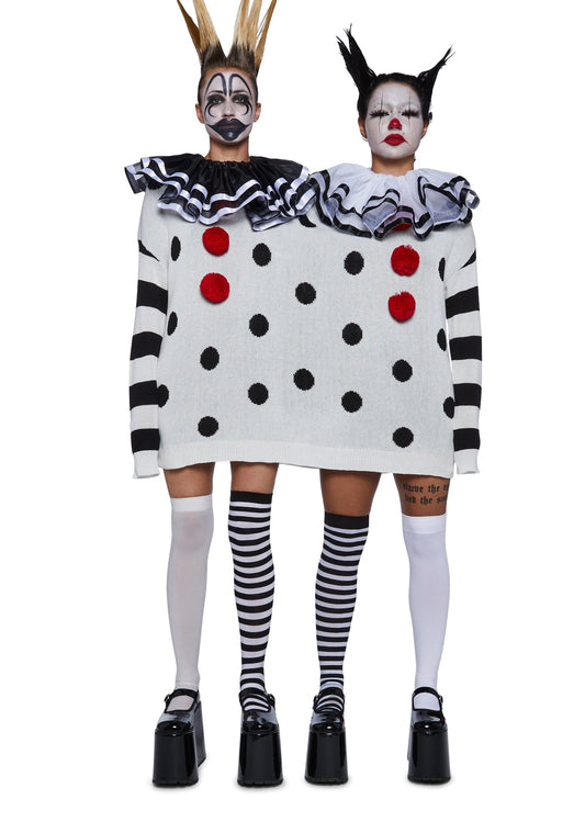 Clown Trouble Knit Sweater Set - Black/White