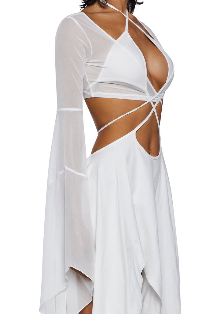 Echo Asymmetrical Mesh Wrap Dress